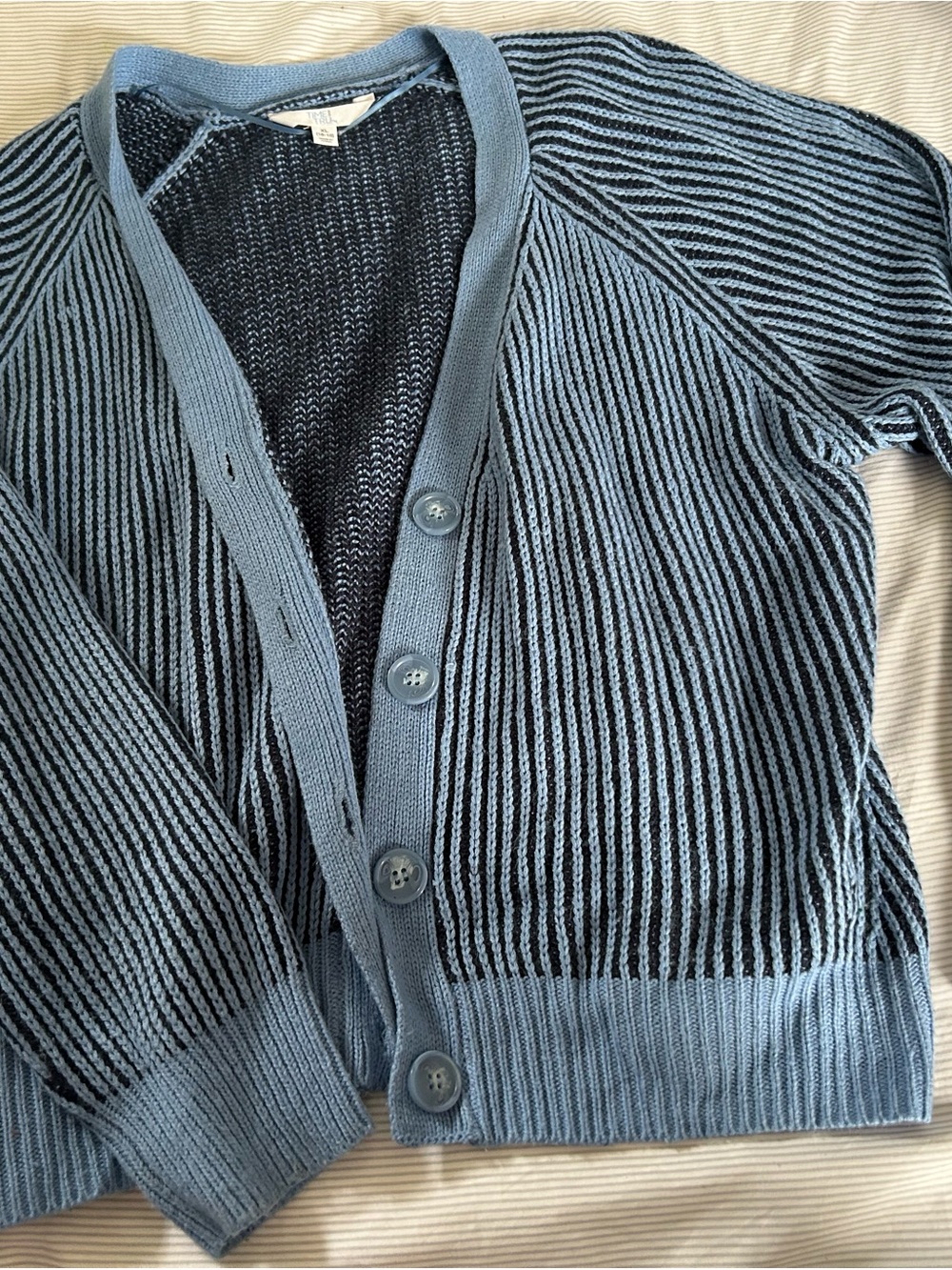 Time and Tru Blue Striped Women's Cardigan